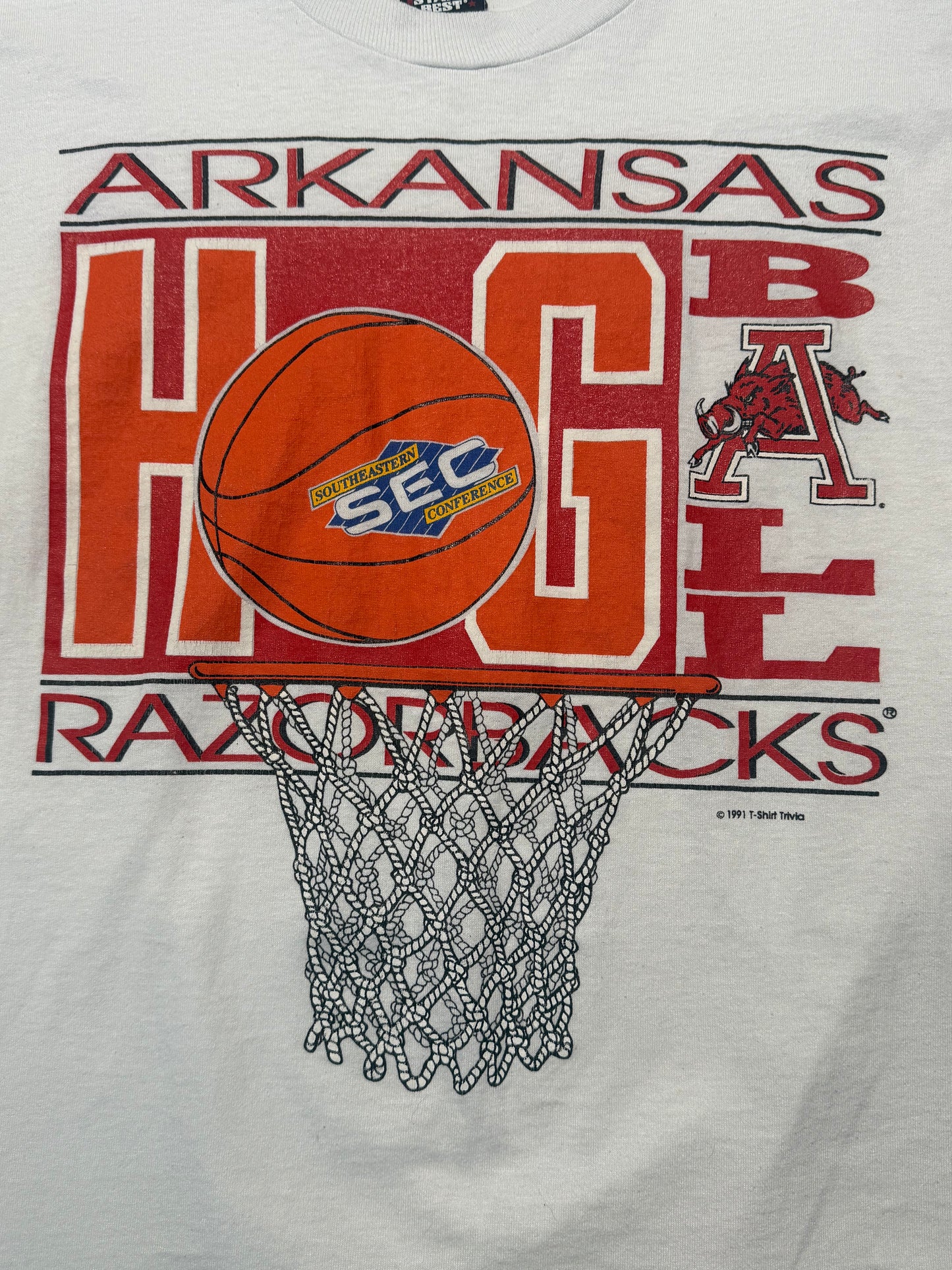Vintage 1992 Arkansas Razorbacks Hog Ball Tee