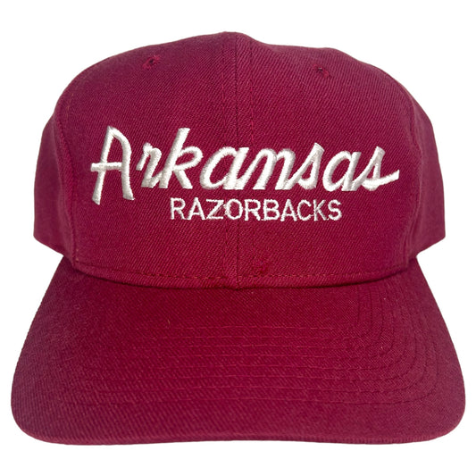 Vintage Arkansas Razorbacks Sports Specialties Pro Model Script Snapback