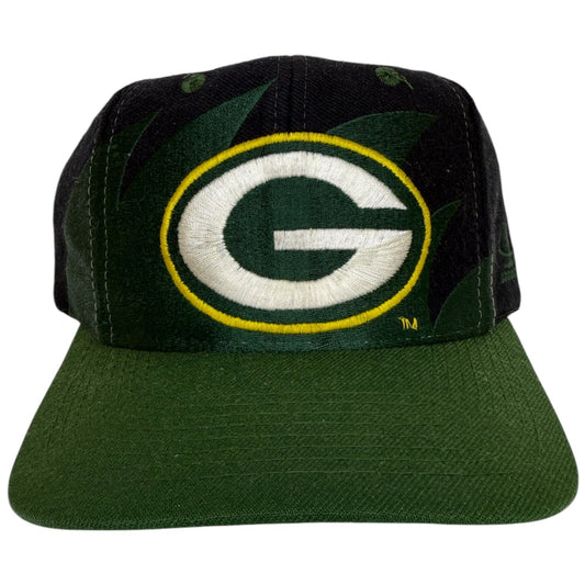 Vintage Green Bay Packers Logo Athletic Sharktooth Black Dome Snapback