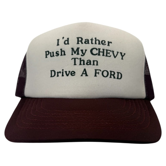 Vintage “I’d Rather Push my Chevy Than Drive a Ford” Snapback