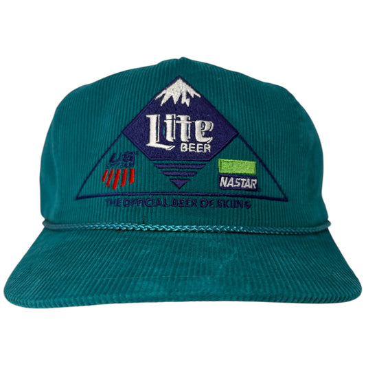 Vintage Miller Lite “The Official Beer of Skiing” Corduroy Strapback