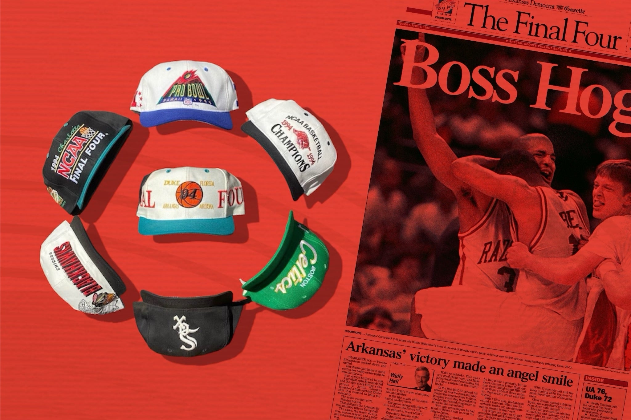 Vintage snapbacks from the 1990s and 1980s